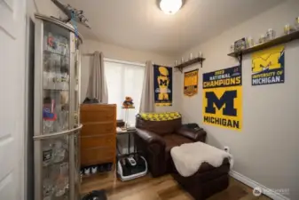 Room will fit a double and a dresser. Or a prefect get-a-way to enjoy sports! Wonder what college team they like???