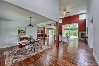 The open dining and living space is perfect for entertaining.