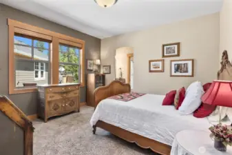 Guest bedroom has it's own Jack and Jill style bathroom with a twist! Separate vanity rooms for easy living!