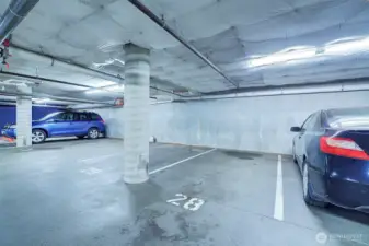 Designated parking space in a secured garage. Need more parking? Other owners often rent additional spaces out.