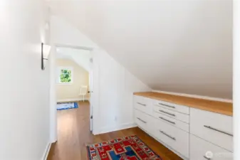 Here is another built-in storage drawers located between the two Bedrooms.  The Bedroom at the end of the hall is the second Bedroom.