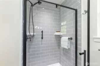 Newly renovated primary bathroom.