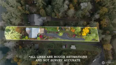 Lot includes easy care landscaping, secure storage shed.  Just about to the end of road so there is very minimal traffic.