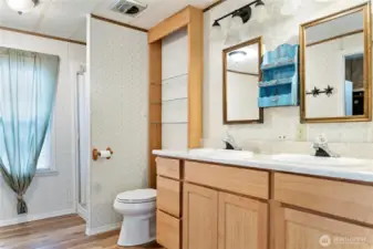 Primary Bath - double sink and shower & soaking tub