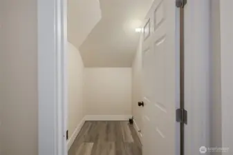 Possible half bath with rough-in plumbing already installed or additional upstairs storage