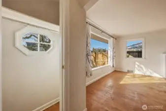 Entry closet even features its own window.
