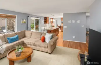 Family room flows into the kitchen