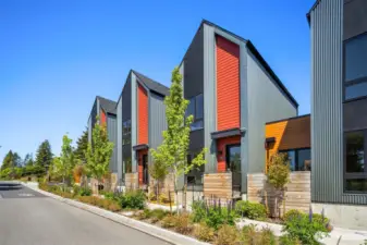 These exceptional 5-Star Built Green homes by Green Canopy NODE and designed by local architect Jonathan Davis offer a truly remarkable living experience. Environmentally conscious living, these homes are solar-ready, offer lower utility costs and dedicated EV-ready parking.