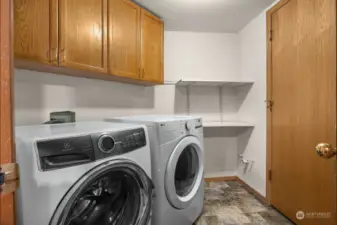 Utility room with lots of storage. Washer and dryer included.