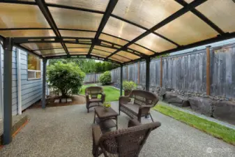 Gazebo is just off the kitchen area for the perfect gathering spot for a barbacue.