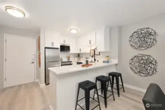 Open kitchen with breakfast bar