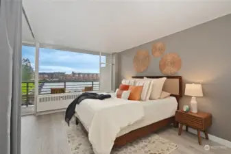 Bedroom with water views