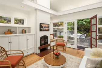 French doors open to the patio.