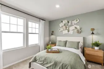 Bedroom 4 upper level. Pictures are representative of Burnham floorplan. Colors and options will vary. Photos from Model Home on 30. Homesite 77 is a mirror image.