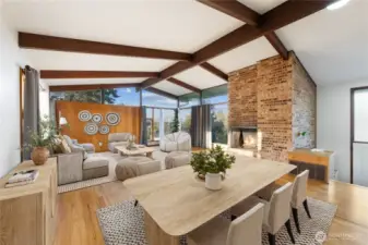 Virtually staged living/dining room