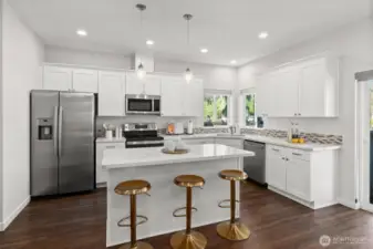 Full suite of stainless steel appliances offers style and everyday convenience.