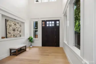 Grand entry, with privacy from the rest of the home is welcoming and leaves plenty of space for shoes, coats, or even furniture.