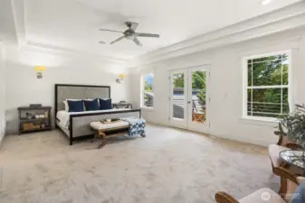 Huge primary bedroom on the 2nd floor with awesome views of the Issaquah Alps.