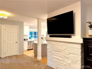 Open concept connects kitchen with family room
