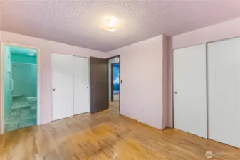 Two closet spaces in Primary bedroom.