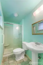 Primary bathroom with walk in shower.