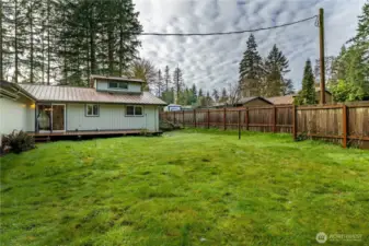 Looking towards the back deck from the garden area