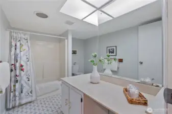 Bright upper-level guest bath with a clean, functional layout for everyday comfort.