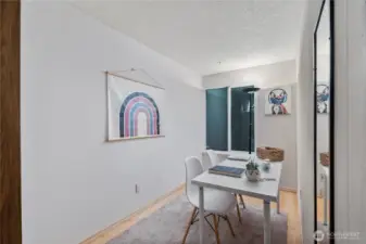 Cozy and functional flex room perfect for an office, homework station, or creative space.