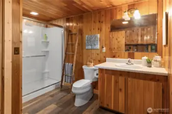 Updated shower in the main floor bath.