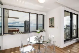 Spacious dining area could also be a sitting area, or your home office (with big view!)