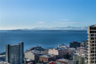 Olympic Mountains in full view from multiple rooms and deck