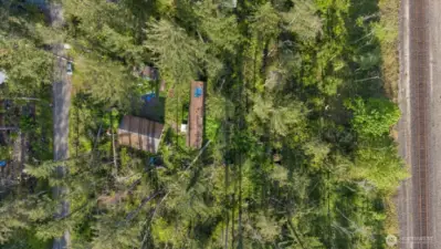 Aerial view directly over the property