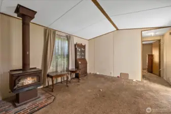 Living room with wood stove