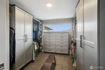 Custom closets in Owner's Suite