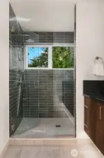 Walk-in Shower with Frameless Shower Enclosure