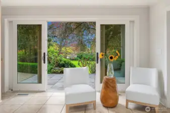 party room with swimming pool access