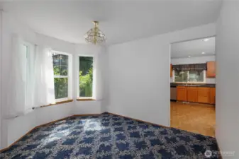 Dining room with beautiful bay window
