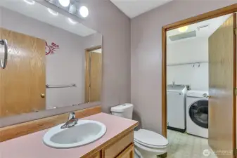 Lower bath and laundry room
