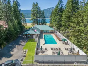 Private beach club or clubhouse.