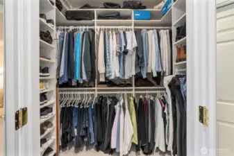 Primary suite features a walk-in closet, with an additional closet also included.