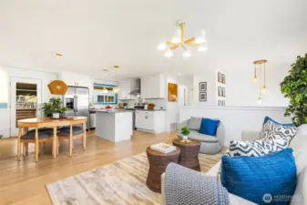 Living room open to dining area and kitchen