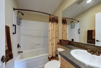 One of the two full bathrooms this property has.