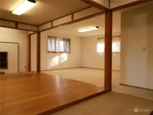 Main floor living room/dining room - previously used as a church setting