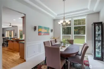 Coffered ceiling in formal dining room