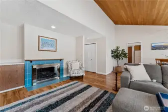 Cozy wood burning fireplace