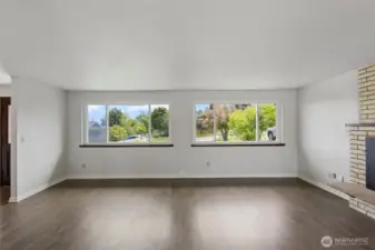 Wall of windows in the living room