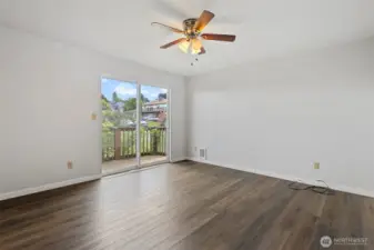 Primary bedroom with a VIEW deck to the NE