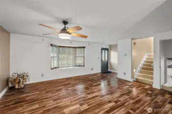 LIVING ROOM | So much space! Enter on the main level and go up to bedrooms or down to a fabulous rec room.