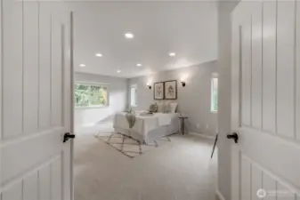 French doors to primary bedroom
