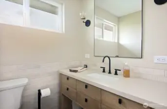 This half bathroom was recently completely redone.